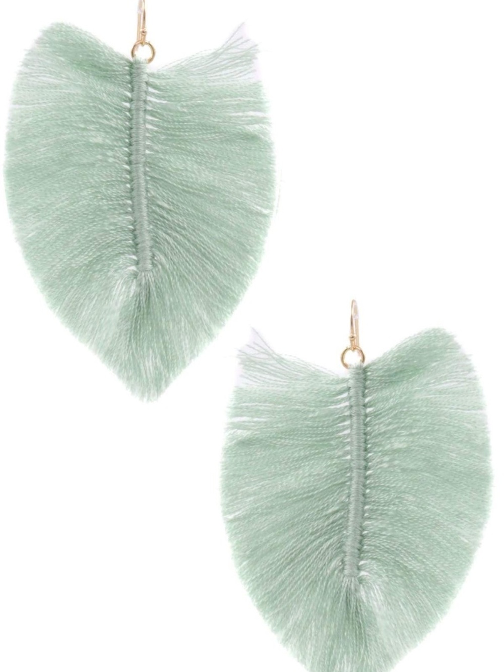 Womens Fringe Cotton Leaf Green‎ Earring